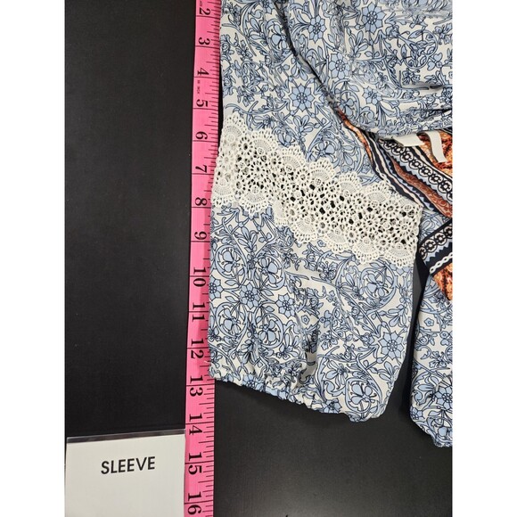 Est. 1946 Womens Large Blue Blouse Floral Geometric Peasant Flowy Artsy Colorful - Picture 14 of 14